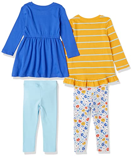 Image of Amazon Essentials Girls and Toddlers' Long-Sleeve Ruffle Outfit Set with Bowknot Design, Pack of 4