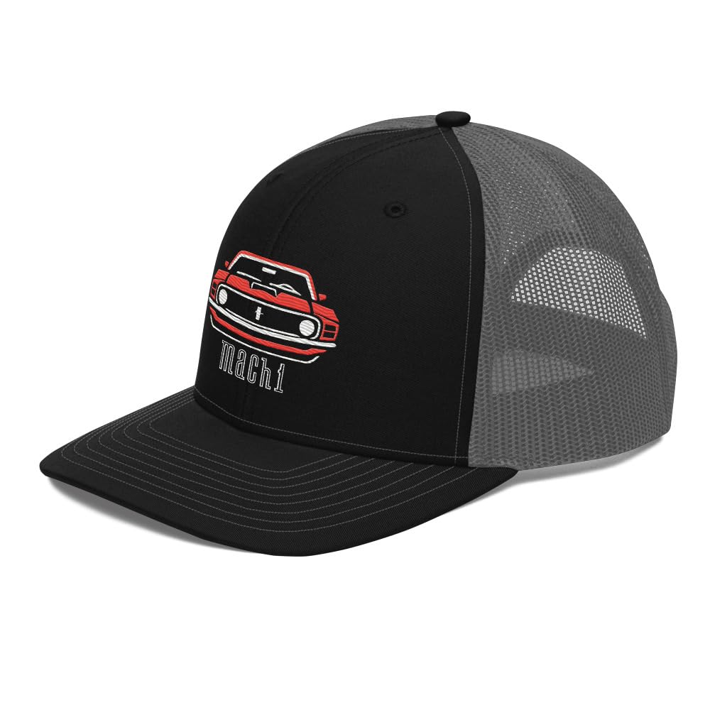 1970 Red Mach 1 Hut für Stang Besitzer Classic Muscle Car Enthusiasten Trucker Cap