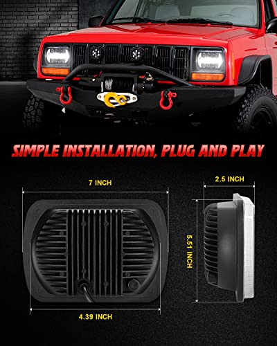 Image of LX-LIGHT 105W 1000% Bright Chorme H6054 5x7 7x6 Led Headlights DRL Anti-glare Hi /Low Sealed Beam Compatible with Jeep Wrangler YJ Cherokee XJ Trucks Ford Chevy etc
