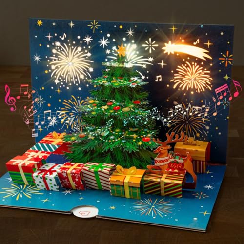 papercrush® Pop-Up Weihnachtskarte mit Musik & Licht -...