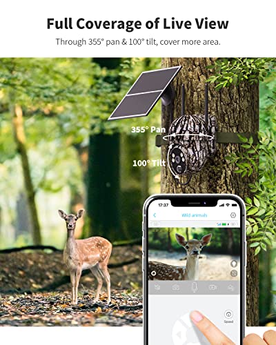 Ebitcam 4G LTE Cellular Trail Cameras Gen 3.0 with SD&4G LTE SIM Card, 360° Full View, 2K Live Streaming,Remote Phone Access Security Camera Outdoor Wireless Game Camera Solar Powered Motion Activated