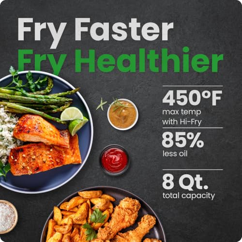 Image of Chefman Air Fryer 8 Qt | TurboFry 4-in-1 with 450F Hi-Fry Option for Crispier Results | Bake, Dehydrate, Frozen | XL Nonstick Dishwasher-Safe Basket | Stainless Steel