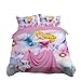 NICHIYO Disney Komplet pościeli księżniczki, poszwa na kołdrę i poszewki na poduszkę, mikrofibra, trzyczęściowy komplet pościeli z cyfrowym nadrukiem 3D (poszwa na kołdrę + poszewki na poduszki) – 135 x 200 cm