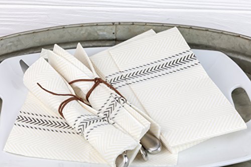 Classicpoint Dinner Napkins - Black Bistro Stripe - Decorative & Disposable - Soft, Absorbent & Durable (15.5"X15.5" - Pack Of 50) #TOP2