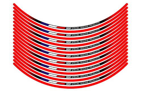 エムディーエフ リムストライプ トリコロールタイプ レッド 6mm幅 12インチ RIM-6M-T5RD-12