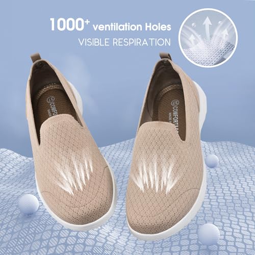 Image of Buyrew Loafers for Women - Comfortable Mesh Knit Slip On Walking Shoes with Arch Support - Dressy Business Casual Work Flats for Standing All Day - Lightweight Breathable Penny Loafers
