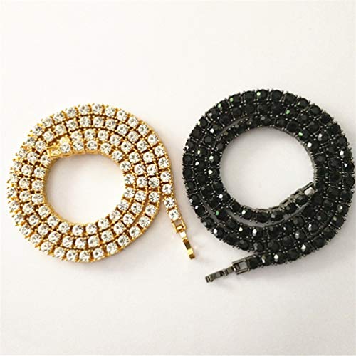 Generic Ice Out Chain Cuban Link Chain 60Cm/ 24 Cuba Necklace Chain Hiphop Style Bling Rhinestones Alloy Necklace Jewelry Accessories For Rapper Men Women,Black,35G14Rnt29M7Wp #TOP2