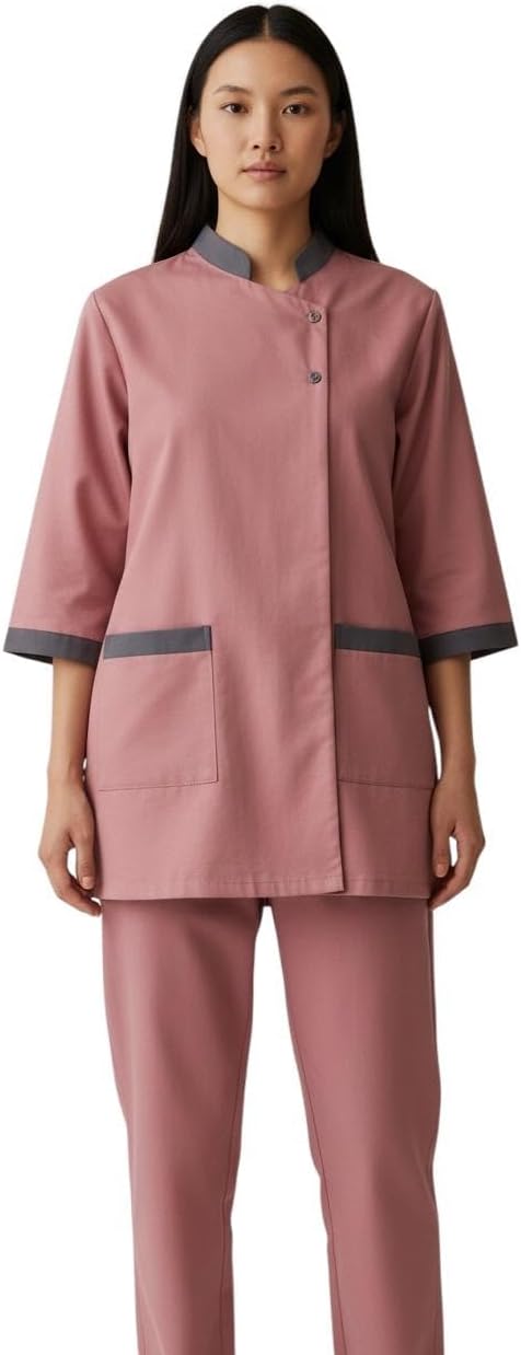 Professional Housekeeping Uniform Set,3/4 Sleeve Top and Pants, Mandarin Collar housekeeping uniform dress housemaid dress BS 41
