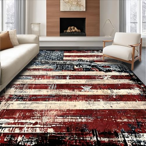 ODIKA Ultra Soft Area Rug 8x10, Welcome Rug with Patriotic