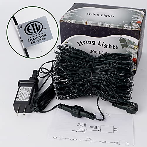 Waterglide 98.5Ft 300 Led Christmas Decorative String Lights, 8 Lighting Modes Waterproof Green Wire Led Fairy Light For Indoor Outdoor Christmas Party Garden Wedding Home Decoration (White) #TOP7