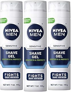 NIVEA MEN Sensitive Shave Gel with Vitamin E, Soothing Chamomile and Witch Hazel Extracts, 3 Pack of 7 Oz Cans