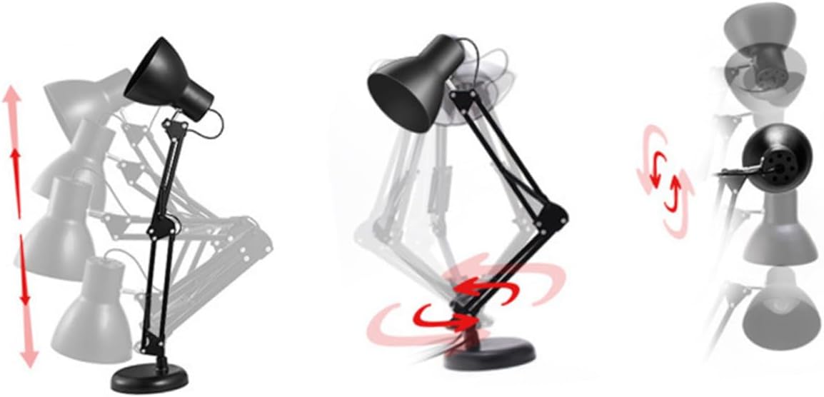 TEHAUX LED Eye-Caring Desk Lamp USB Charging Adjustable Long Arm Continuous Dimming Metal Folding Table Lamp for Reading and Home Office