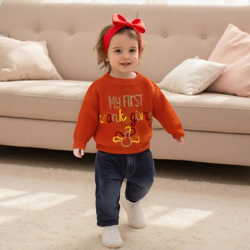 My First Thanksgiving Baby Outfit Infant Girl Boy Long Sleeve Knit Thanksgiving Sweater Fall Winter Clothes4