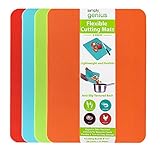 Simply Genius Plastic Cutting Boards for Kitchen - Color Coded Chopping Board Set - Flexible Cutting Mats for Meat & Vegetables - Dishwasher Safe, Non-Slip, BPA Free (4-Pack Multicolor, 8'x11')