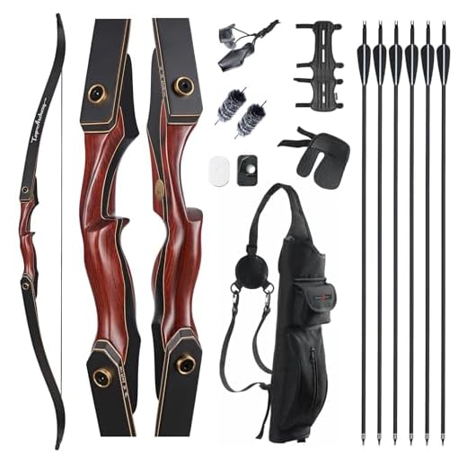 TOPARCHERY Archery 60" Takedown Hunting Recurve Bow and Arrow Set for Adults Practice Competition Longbow Kit 30-50lbs with 6pcs Arrows Right Hand Black-40LB