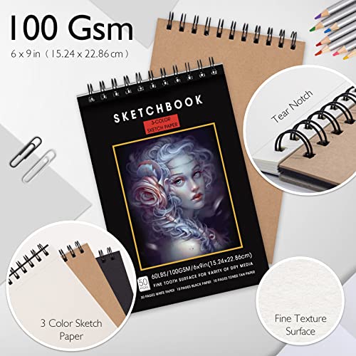 Nctoberows 76-Pack Drawing Set Sketching Kit, Pro Art Supplies Include 50 Pages 3-Color Sketchbook, Colored, Watercolor, Graphite, Charcoal & Metallic Pencil, For Artists Adults Kids Teens Beginners #TOP5