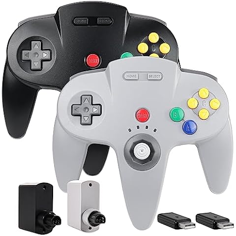 2.4 GHz Wireless N64 Switch Online Controller, USB Receiver & N64 Receiver, Compatible with Windows PC iOS Mac Raspberry Pi, N64 / Switch Online/NSO - (Rechargeable) (Plug and Play) (2 Pack) Cover