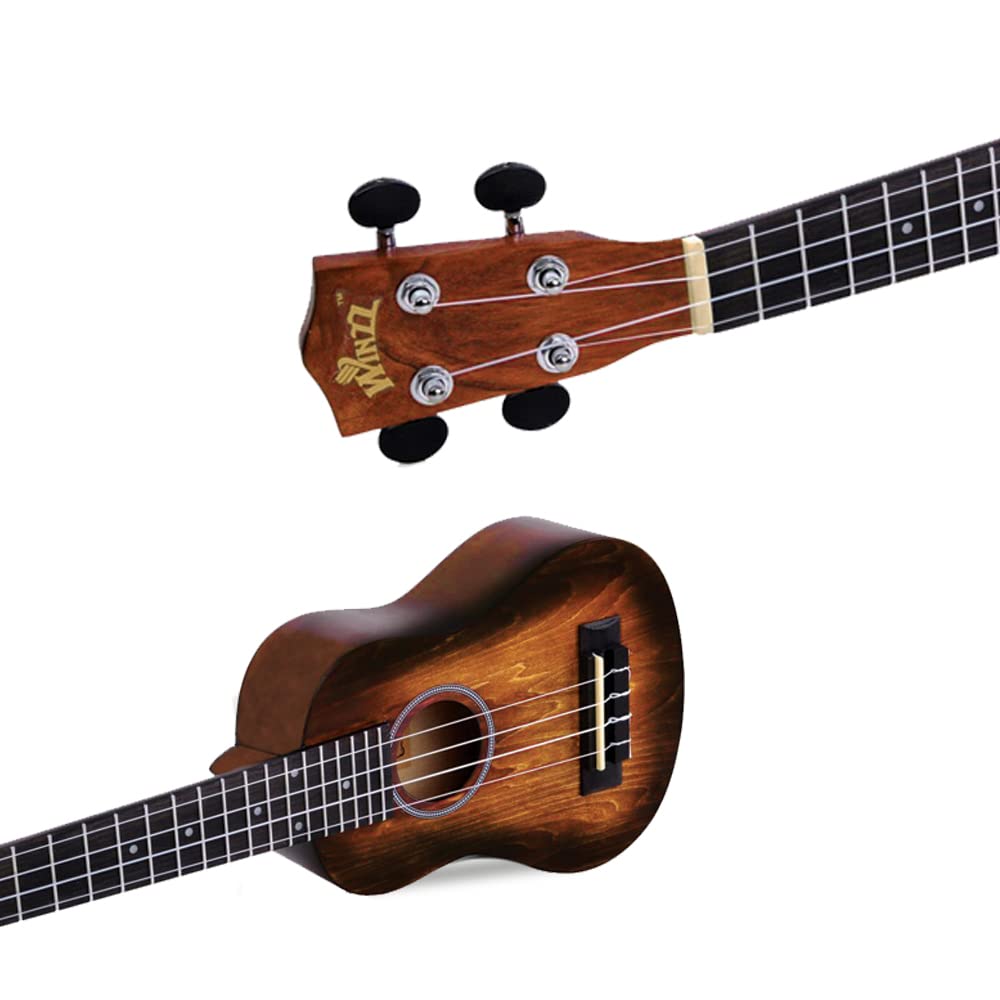Ukulele Soprano Winzz Per Adulti E Bambini – Kit Completo Con Custodia, Accordatore E Accessori, Legno Naturale