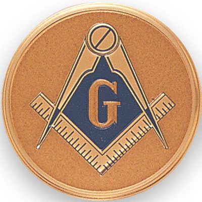 SHOP AWARDS AND GIFTS Masonic 2 Inch Round Thin Metal Medallion Decal Sticker with Adhesive Peel and Stick Back, Pack of 10