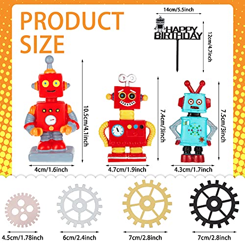 11 Pieces Robot Cake Toppers For Boys Robot Birthday Cake Topper Gear Happy Birthday Robot Cake Cupcake Decorations Robot Themed Party Decorations Robot Figurine For Robot Birthday Party Supplies #TOP1