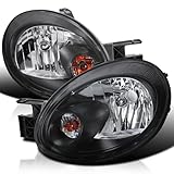 SPEC-D TUNING Black Headlights Compatible with 2003-2005 Dodge Neon L+R Pair Head Light Lamp Assembly