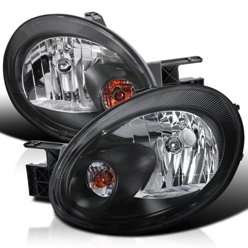 SPEC-D TUNING Black Headlights Compatible with 2003-2005 Dodge Neon L+R Pair Head Light Lamp Assembly