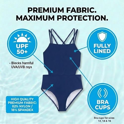 Image of Kanu Surf Girls' Beach Girl Sport Cut-Out One Piece Swimsuit