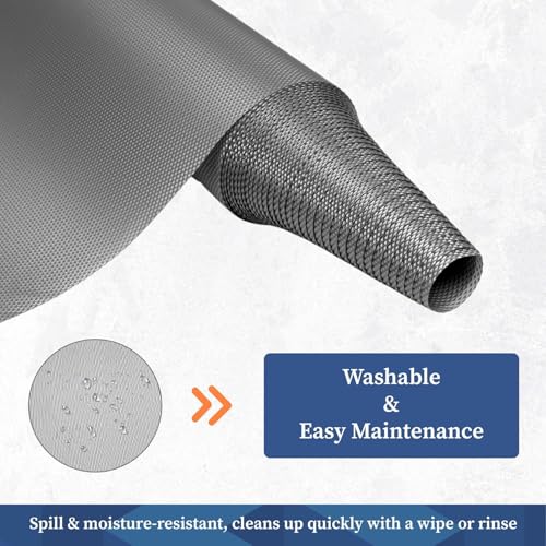 Image of Anti-Slip Kitchen Cabinet Drawer Shelf Mat Liner Sheets for Waterproof Shelf Paper with Modern Pattern EVA Cabinet Mat Easy to Cut- Sheet for Fridge,Shoe Rack,Closet,Cupboard Grey, 45x300 CM