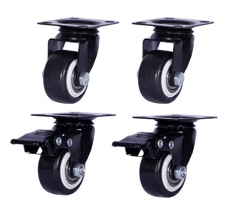 1.5 inch heavy duty castor wheel set of 4 pu swivel castor with 3...