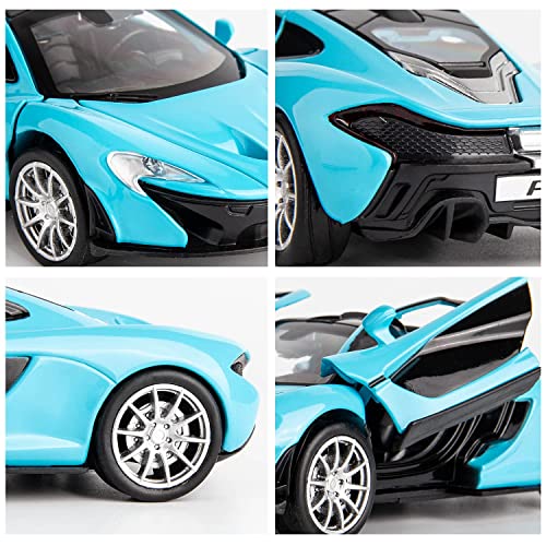 Image of 1:32 Scale McLaren P1 Toy Car | Metal Pullback Diecast Car for Kids with Openable Doors, Sound, Light Effects Toy for Car Enthusiasts (Color As Per Available),blue