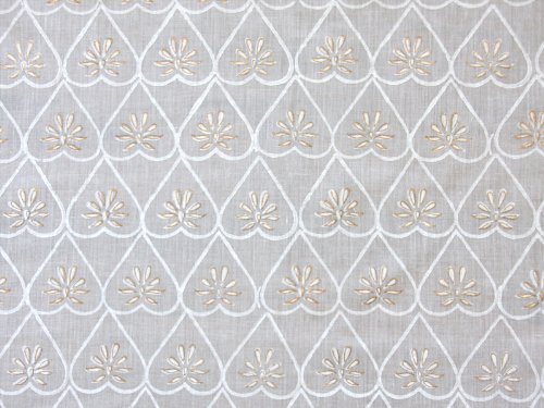Saffron Marigold - Bridal Veil - White And Gold Hand Printed - Beaded Elegant Romantic Cotton Voile Window Valance Curtain - Rod Pocket - (44 X 17 Inches) #TOP1
