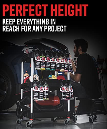 Adam's Polishes Standard Detailing Cart, Custom Mobile Rolling Utility Detailing Tool Cart Organizer for Garage DIY Home Projects, Extra Storage for Mechanics & Detailers During Repairs Car Wash/Wax