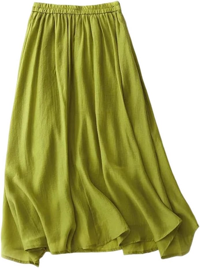 Women's Slimming High Waist A- Line Skirt Double Layer Thin Cotton Blend Fashionable Skirts