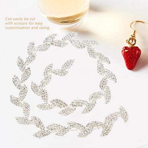 Diamond Roll Rhinestone Ribbon Tree Leaf Design AAA Diamond Wrap Roll Decoration 1yard x1.5cm, Silver - Image 2