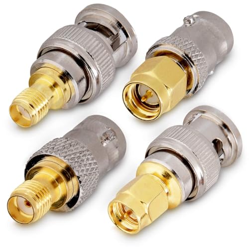 Kwmobile 4 Adattatori RP-SMA Maschio A SMA Femmina – Connettori Coassiali Per Antenne RF, Rame E Plastica, Senza Perdita Di Segnale