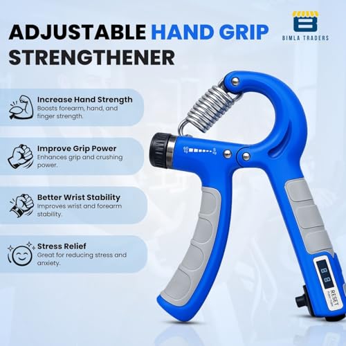 Image of CRAE Hand Gripper with Counter - Adjustable Grip Strengthener, 60 KG Capacity for Forearm, Wrist & Finger Workout Men & Women (Blue)