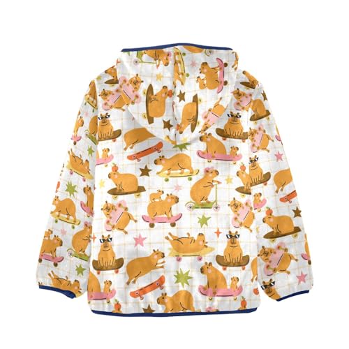 Cute Capybara Toddler Fleece Jacket Baby Boys Hooded Zipper Long Sleeve Thick Warm Outerwear 3-10 Years2