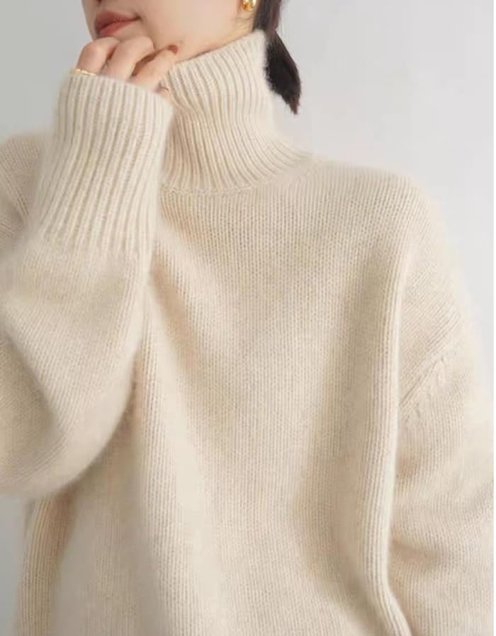 Image of Turtleneck Sweaters for Women Long Sleeve Knit Jumpers Fall Winter Chunky Soft Warm Trendy Pullover Basic Top