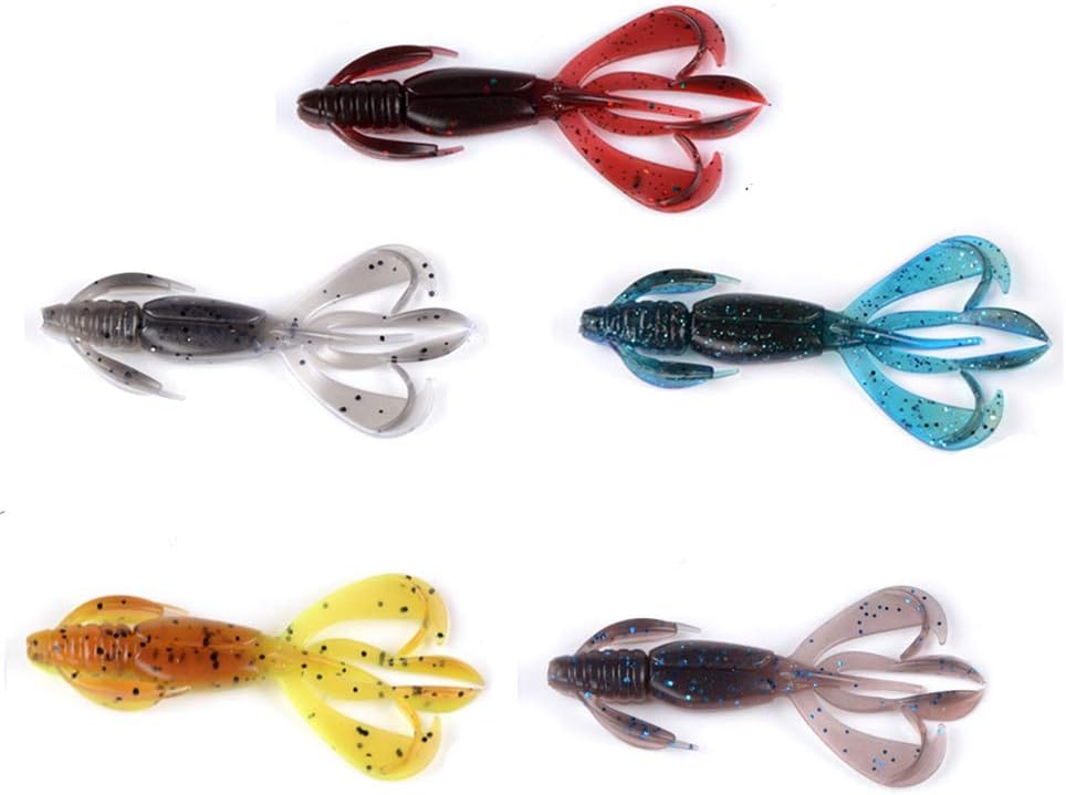 Twin Tail Crawfish Soft Plastic Swimbait 2.7in(7cm)/0.11oz/3g 3.54in/9cm 0.22oz/6.1g – 5 Colors Single or 50pc Pack, Rubber Jig Weightless for Bass Perch Freshwater Saltwater