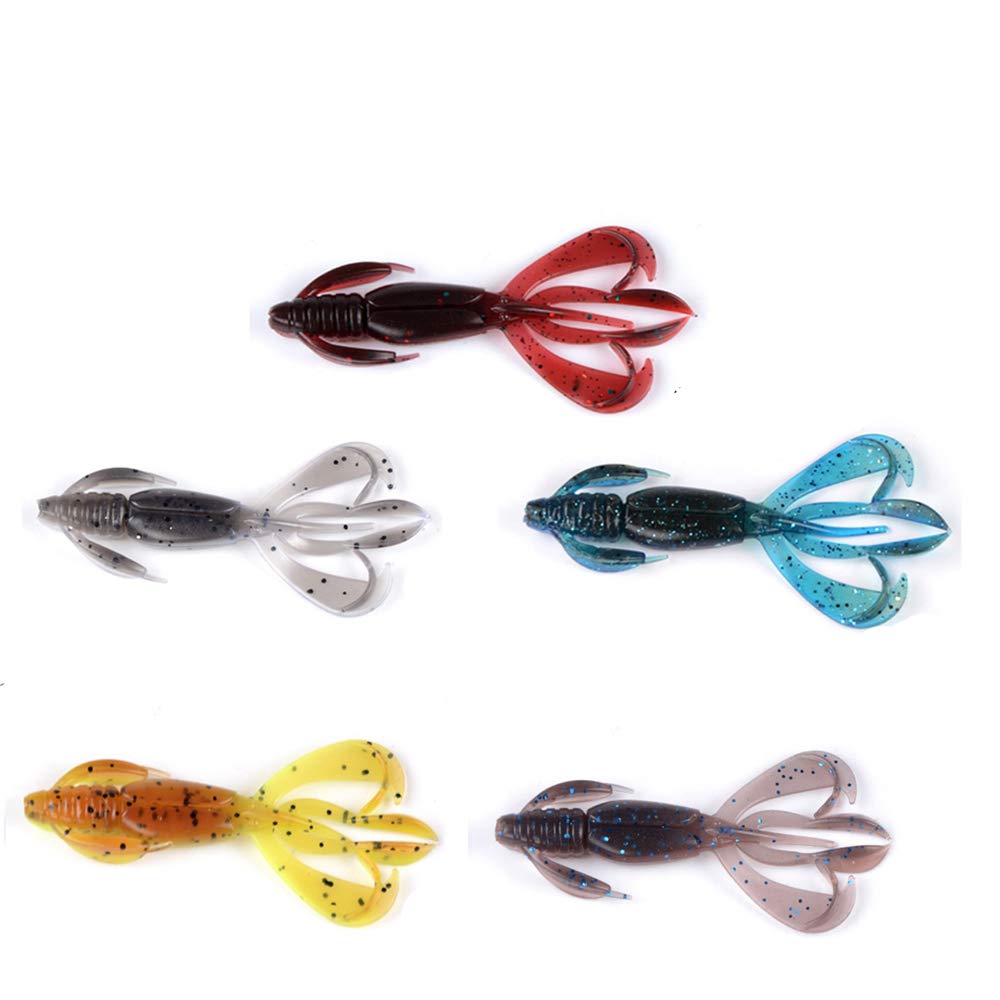 Generic doble cola Craw pescado suave plástico para un toque – Señuelo de pesca, Suspender y sniking Bass Lure (PVC, 0,11/0.22oz., 2.76/3.54inch, 5 colores), Multicolor