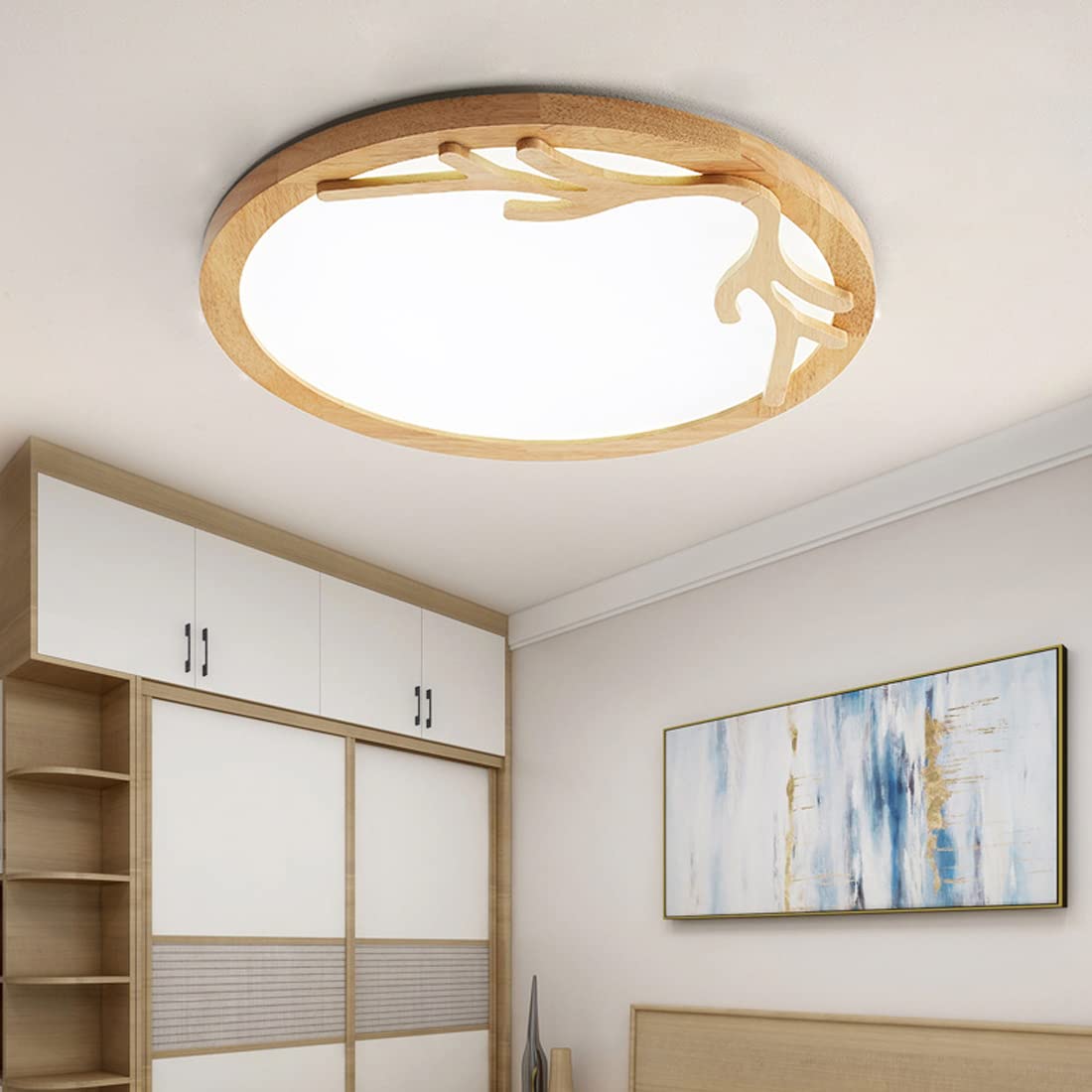 Lampa sufitowa do sypialni ściemnialna lampa LED do sypialni nowoczesny pilot zdalnego sterowania klosz sufitowy LED gabinet jadalnia (Ø50 cm)