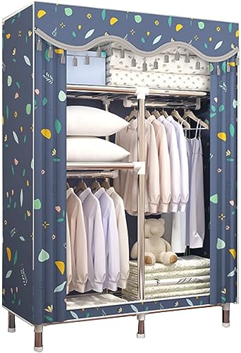 Armoire portable en toile avec tringle de suspension solide et structure pliable