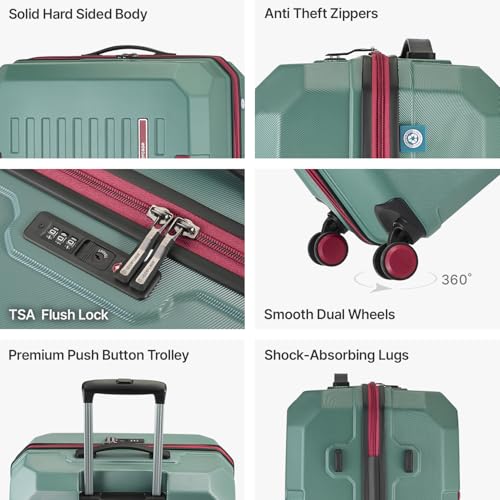 Image of uppercase Hexa Large Solid Trolley Bag with TSA Lock, Durable for Travel, RCS Certified for Sustainability, Anti-Theft Zippers and Double Wheels, Suitcase for Men & Women