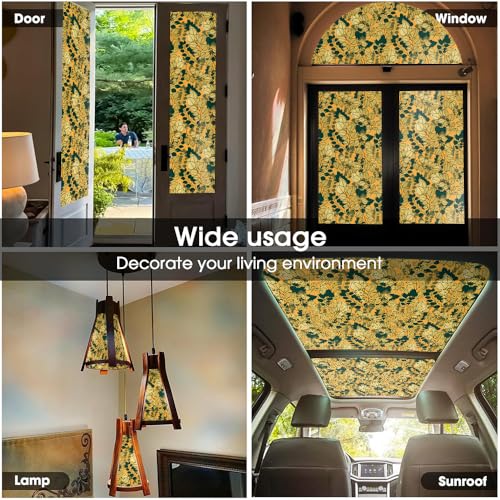 Vinilo decorativo de ventana 15.7x118in Boho amarillo miniatura 5
