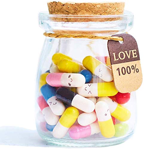 Running Ant Message in a Bottle Capsule Letter 100 Pcs Cute Smiling Face Love Friendship Half Color Pill (colors2)