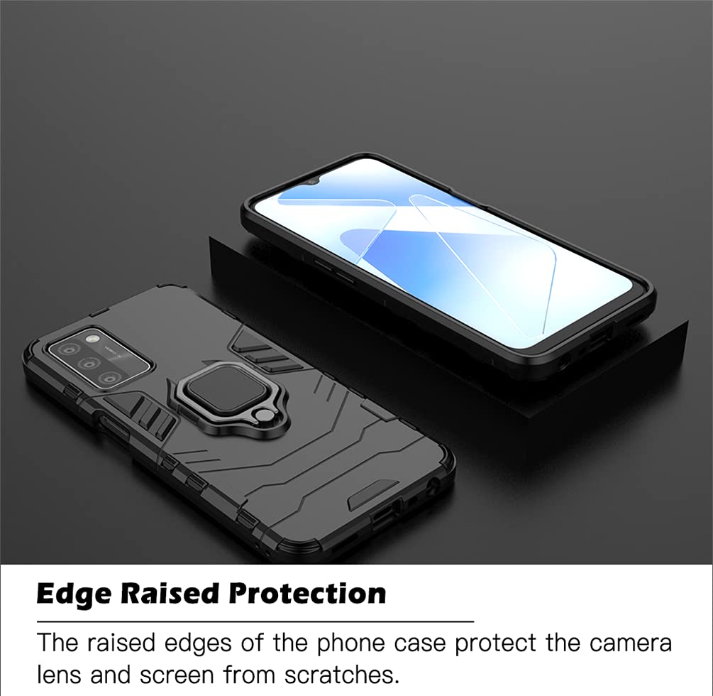 Custodia DOINK Armor Per Oppo A16 / A16S / A54S, TPU + PC, Antiurto, Con Anello Porta Dito E Supporto, Nera