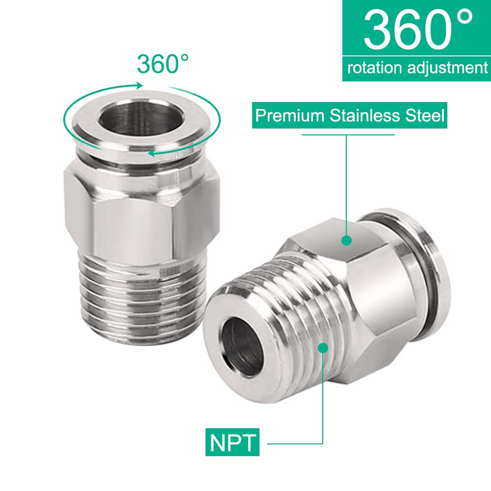 Male Connector Tube OD 1/2 X NPT 1/4 Air Push In Fitting - WIC Valve - Foto 5