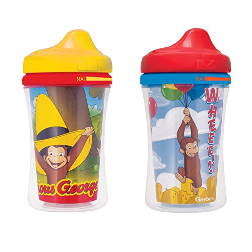 NUK Gerber Graduates Curious George Insulated Hard Spout Sippy Cup, 9-Ounce, 2-Pack