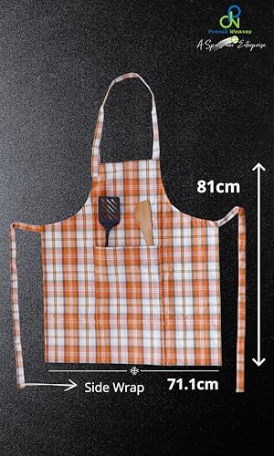 Image of Kitchen Apron for Women & Men | 100% Cotton | Cooking Apron with Big utility Pocket | Adjustable neck strap | Free Size | Kitchen Utensils Accessory