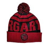 Elbenwald Game of Thrones Strick Mütze Haus Targaryen mit Drachen Wappenpatch und Bommel schwarz rot